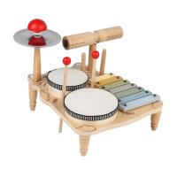 Juego de tambor de madera para niños pequeños, mesa de música de percusión para principiantes, estante de tambor para niños - details 0