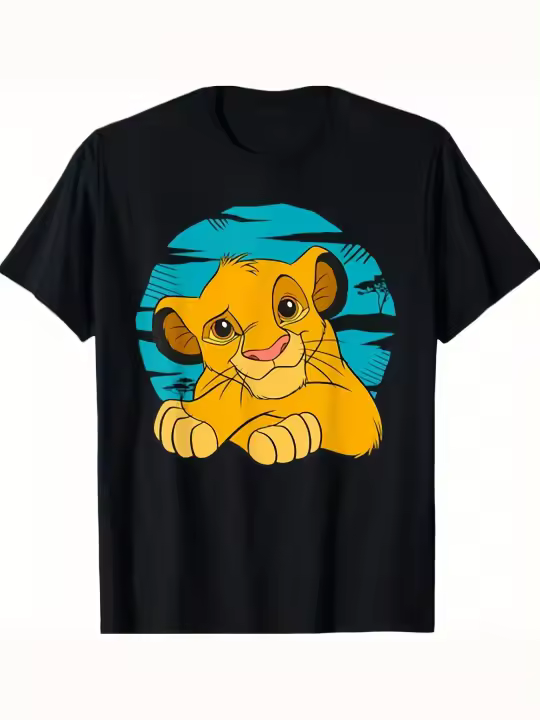 CAMISETA El Rey León Joven Simba Descansando Camiseta Azul de los 90 - 1