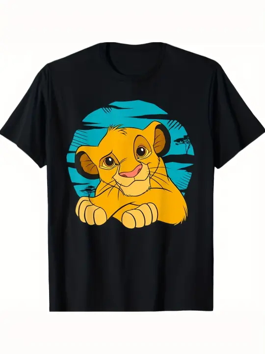 CAMISETA El Rey León Joven Simba Descansando Camiseta Azul de los 90 - 1