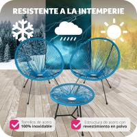 Conjunto de Exteriores de Jardín de Acero 2 Sillas y Mesa de Cristal Resistentes a la Intemperie - details 16