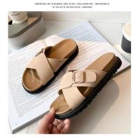2025 Sandalias de verano para mujer, suela gruesa, plataforma cruzada, chanclas de playa retro, correa única, zapatos casuales - details 7