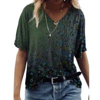 Camisetas con cuello en V para mujer, Tops con estampado artístico 3d, camisetas holgadas de manga corta, ropa de calle de verano, ropa informal de gran tamaño para mujer - details 4