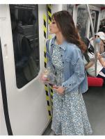 Vestido corpiño con mangas florales frescas para mujer, vestido largo romántico de estilo francés con temperamento suave, tejido de poliéster estampado - details 4