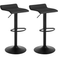 Taburetes de Cocina Giratorios 360° Altura Ajustable con Reposapiés Taburetes Altos con Asiento PVC para Comedor, Salón y Cafetería Negro+Negro - details 0
