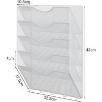 Soporte de Metal A4 con 8 Compartimentos Revistero Organizador de Pared para Oficina con 5 Ganchos - details 8