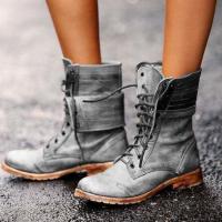Botas martin para mujer, botas cortas informales con cordones, zapatos para mujer - details 4