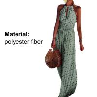 Vestido largo bohemio con estampado Floral para mujer, traje elegante sin mangas con cuello Halter y espalda descubierta, para fiesta y primavera, 2024 - details 9