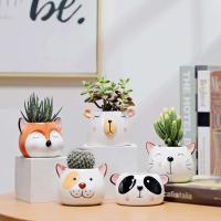 1 oso de dibujos animados en forma de animal de cerámica de estilo nórdico, gato, cabeza de vaca, mini planta jugosa, bonsái ETA, decoración del hogar - details 5
