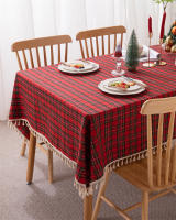 Mantel de Mesa de Cuadros a Cuadros con Borla Cubierta de Mesa sin Arrugas Lavable para Navidad, Fiestas y Año Nuevo - details 32