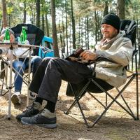 Silla de Camping Alta de 150kg Plegable, Resistente, Silla de Jardín con Bolsillo y Vasos - details 1