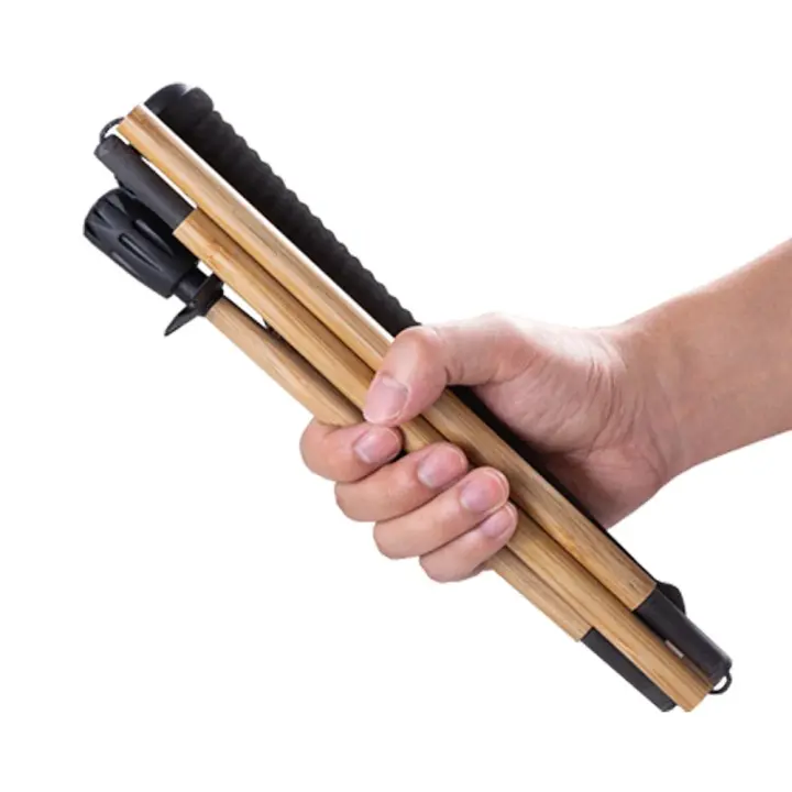 Palos de Trekking de Bambú Palos de Senderismo de Fibra de Carbono Portátiles Plegables de 5 Secciones Equipo de Escalada para Caminar al Aire Libre - 1