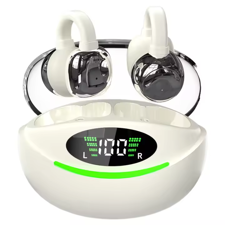 SANLEPUS Auriculares Inalámbricos con Clip, Auriculares Bluetooth 5.3 con Micrófono HD, HiFi Estéreo y Pantalla LED, Ajuste Cómodo, Auriculares para Deportes y Correr, Compatibles con Android, iPhone, Xiaomi, Samsung y Huawei - 1