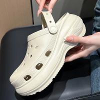 Sandalias de plataforma gruesas ahuecadas para mujer, zuecos de suela gruesa Eva, calzado para jardín, sandalias de playa antideslizantes cómodas para verano 2025 - details 1