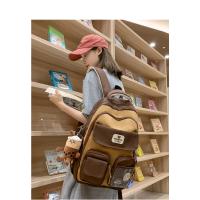 Nueva y bonita versión coreana de la mochila del campus ins para estudiantes femeninas de primaria y secundaria de gran capacidad, mochila ancha con correa para el hombro fuerte y duradera. - details 5