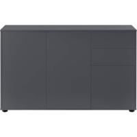 74 x 117 x 36 cm - con 2 Cajones y 3 Puertas - Organizador de Oficina - Aparador - Cajonera Multiusos - Mueble Auxiliar - Efecto Roble Oscuro - Negro - details 9
