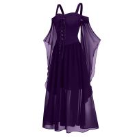 Vestido De Mujer Talla Grande Hombros Descubiertos Con Alas De Mariposa Estilo Gótico Para Halloween Vestido Elegante De Cintura Media Polyester - details 35