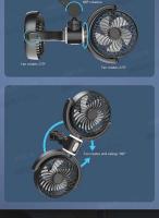 SEAMETAL-reposacabezas de refrigeración, ventiladores de doble cabezal, rotación multiángulo, ventilador de aire enfriador ajustable de 3 velocidades para accesorios de coche - details 7