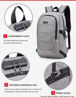 Mochila con contraseña de gran capacidad para hombre, mochila para ordenador de 15,6 pulgadas, se puede conectar a la interfaz USB para cargar - details 10