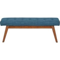 Moderno banco tapizado y acolchado con botón, para dormitorio, entrada, madera maciza, azul marino, 112 cm - details 4