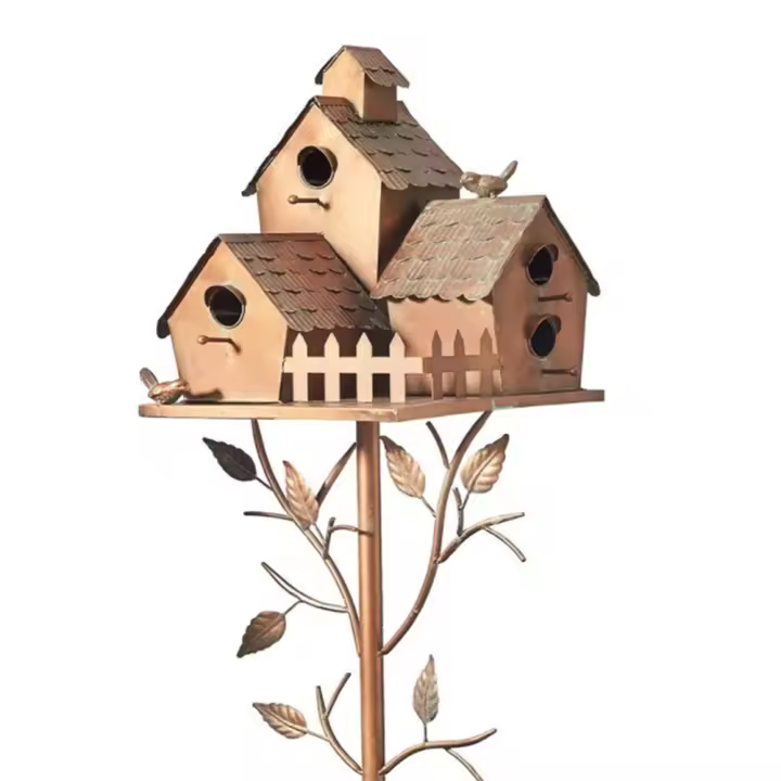 Casa de Pájaros para Jardín con Poste Casas de Alimentación para Pájaros Estilo Exterior para Patio de Corte Herramienta Decorativa para Jardín - 1