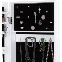 Joyas, Joyero 2 Organizadores Cosméticos, Pie, Espejo sin Marco, Cerradura y Llaves, Pendientes, Collares, - details 9