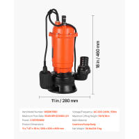 Bomba Sumergible para Aguas Residuales SucceBuy de 1500W, Caudal de 21000 L/H, Bomba de Sumidero de Hierro Fundido con Interruptor de Flotador Automático, Elevación Máxima de 18M, Apta para Agua Sucia y Limpia en Piscinas, Jardines, Estanques y Zonas Inun - details 5