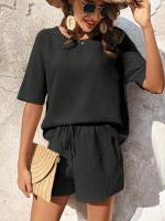 Conjunto de dos piezas de pantalones cortos para mujer, traje de manga corta - details 15