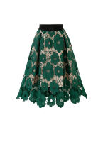 Faldas de encaje bohemio para mujer, Falda Midi ahuecada de malla Vintage, talla grande, cintura elástica, línea A, color negro, rojo y verde, elegante, Verano - details 5