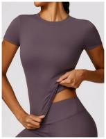 Camiseta Deportiva de Yoga de Nylon Secado Rápido Manga Corta Para Fitness al Aire Libre - details 22