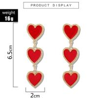 Pendientes largos y redondos de esmalte de Nuevos Bohemios, amor en forma de corazón para mujer, pendientes grandes rojos exagerados en fiestas - details 7
