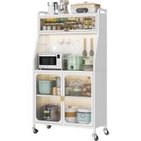 Armario de cocina, mueble auxiliar, aparador de 5 niveles, con orificio para cables, ganchos, ruedas, puerta magnética - details 21