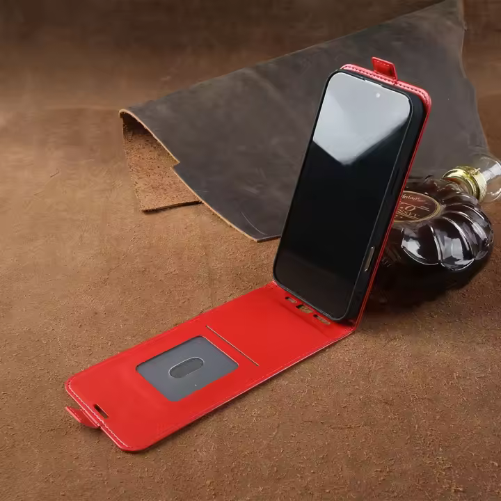 Funda de cuero con tapa superior e inferior para iPhone 17 Air 16 Pro 15 14 Plus 13 12 Pro Max 11 Mini tarjetero cartera funda para bolso - 1