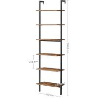 Estantería Escalera, Estantería de 6 Niveles, Librería de Escalera, para la Sala de Estar, Oficina, Dormitorio, 60 x 30 x 204,8 cm, Estilo Industrial, Marrón Rústico y Negro - details 2
