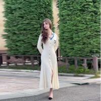 Vestido de punto ajustado elegante para mujer, vestidos Vintage de diseñador de manga larga con letras y una botonadura, suéter de invierno 2024 - details 4
