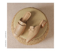Zapatillas casuales de mujer de 3 cm, geniales zapatillas de tacón plano con zapatos individuales de cuero genuino. - details 24