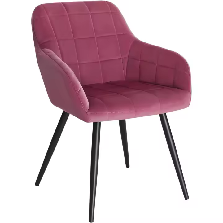 Silla de cocina tapizada con reposabrazos tapizados en tela, estructura de - 1