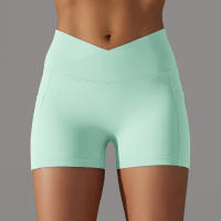 Hamidou-pantalones cortos de gimnasio cruzados para mujer, pantalones cortos de Yoga con bolsillos, mallas de entrenamiento para mujer, pantalones cortos de cintura alta, realce de glúteos - details 22