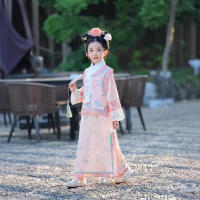 Traje Han a cuadros estilo primavera y otoño dinastía Qing niña nuevo verano chino antiguo Festival de mediados de otoño - details 5