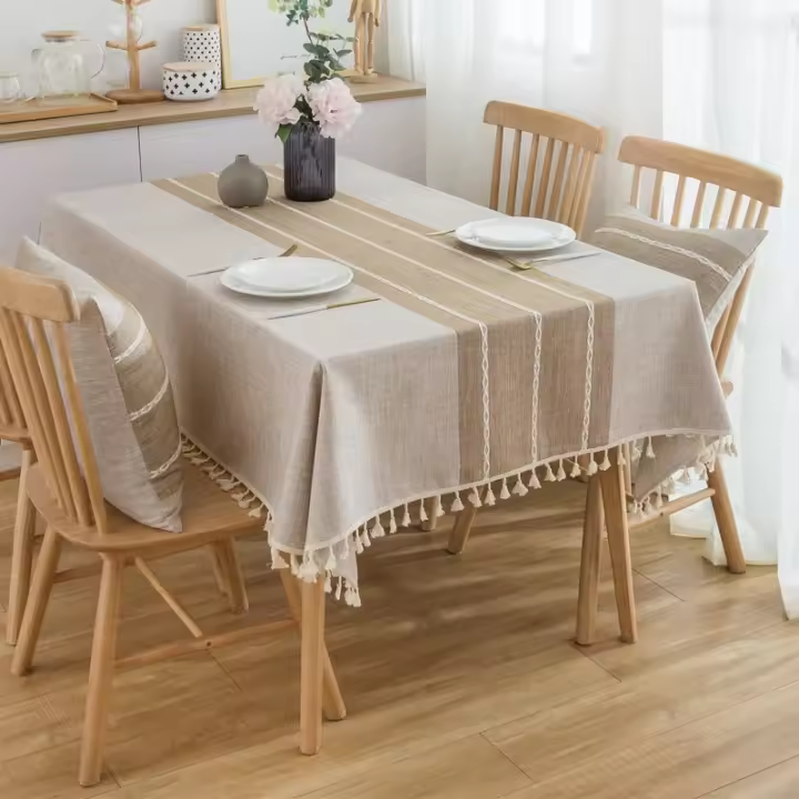 Mantel Rectangular de lino de algodón, impermeable, antiarañazos, simplicidad para comedor, 4 a 10 plazas - 1