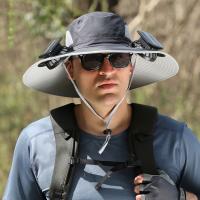 2 ventilador Solar sombrero para el sol con ventilador Solar impermeable transpirable ala ancha sombrero para el sol protección solar recarga USB sombrero de cubo para el sol Camping - details 11