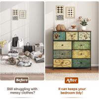 Cómoda con 9 cajones de tela, cómoda de dormitorio, mueble de almacenamiento, muebles de dormitorio, cómoda de 9 cajones, cómoda para cocina, oficina, pasillo, estilo rústico - details 4