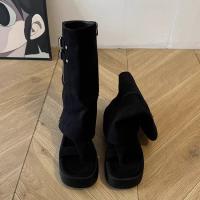 Botas extraíbles de dos usos, botas altas de mujer con punta cuadrada francesa, hebilla de cinturón, pantalones, botas delgadas retro, botas largas y frescas. - details 14