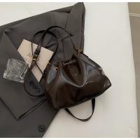Bolso bandolera vintage para mujer - Bolso tipo cubo con correa ajustable, cierre con cordón, marrón café/negro - Bolso de mano para el día a día, formal, eventos especiales - Bolso duradero para mujer, bolso cruzado, accesorio para eventos nocturnos - details 15