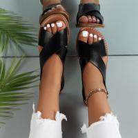 Sandalias de playa con correa ancha a la moda para mujer, planas cruzadas de gran tamaño, 43 - details 13
