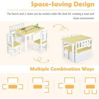 2 Sillas para Niños con Banco, Conjunto de Muebles con Banco de Almacenaje, Muebles Infantiles de 4 Piezas para Niños de 3 a 7 Años (Natural) - details 6
