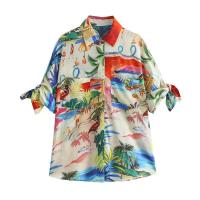 BUNO-novedad de verano, producto, camisa de manga corta estampada a la moda para mujer, conjunto informal de media falda por debajo de la rodilla de cintura alta - details 3