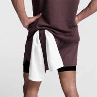 Pantalones cortos deportivos 2 en 1 para hombre, ropa deportiva de doble cubierta para correr, playa, gimnasio, entrenamiento - details 3
