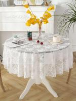 Mantel blanco ENCE, espejo redondo, estampado de vid floral, decoración de mesa de comedor de salón - details 0