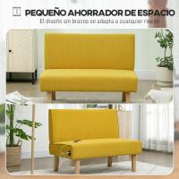 Sofá de 2 Plazas con 2 Puertos USB Tapizado en Panal Sofá de Salón sin Reposabrazos con 1 Puerto Tipo-C y Patas de Madera de Caucho Carga 240 kg 110x60x85 cm Amarillo - details 7
