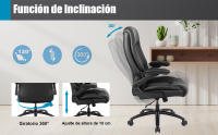 Silla Escritorio, Silla Oficina de 200 kg para Personas Pesadas, Silla Ergonómica Escritorio con Reposabrazos Abatibles, Sillas Escritorio de Cuero PU, Respaldo Alto, Negro - details 10